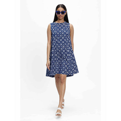 TERRA LUNA Polaris Blue Printed Dress