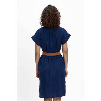 TERRA LUNA Leela Navy Blue Solid Dress