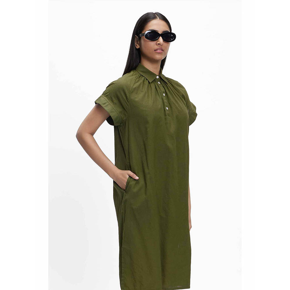 TERRA LUNA Leela Olive Solid Dress