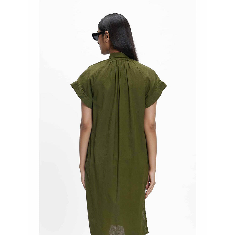 TERRA LUNA Leela Olive Solid Dress