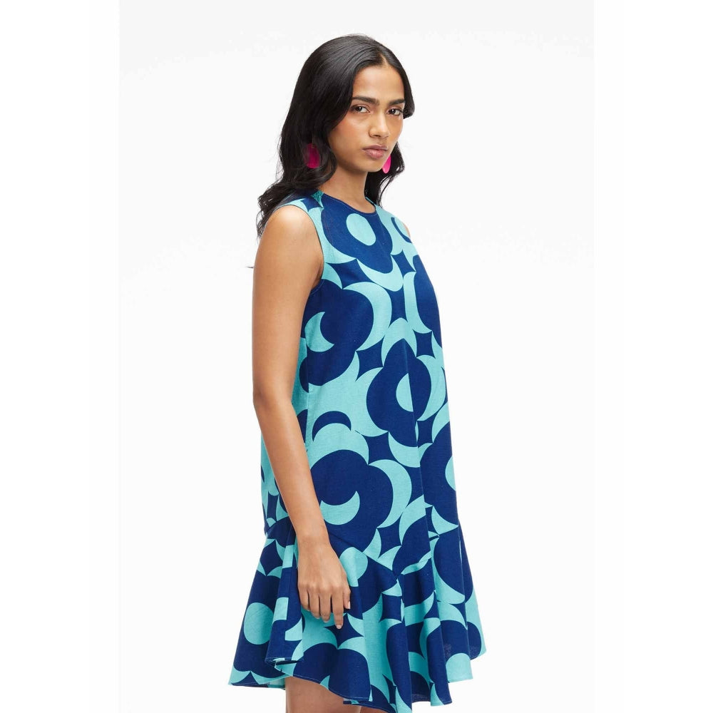 TERRA LUNA Liv Blue Printed Dress