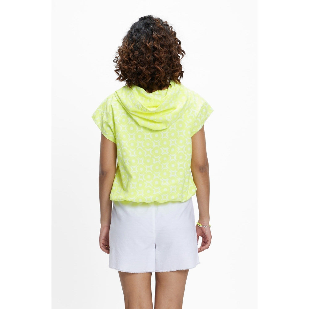 TERRA LUNA Sadet Yellow Printed Hoodie