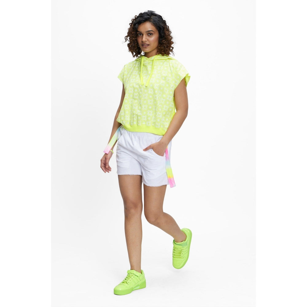 TERRA LUNA Sadet Yellow Printed Hoodie