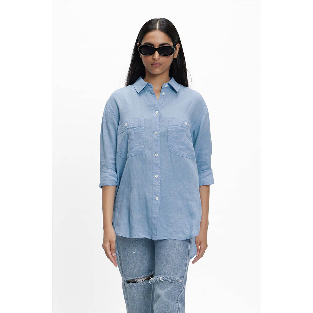 TERRA LUNA Panoi Blue Solid Shirt