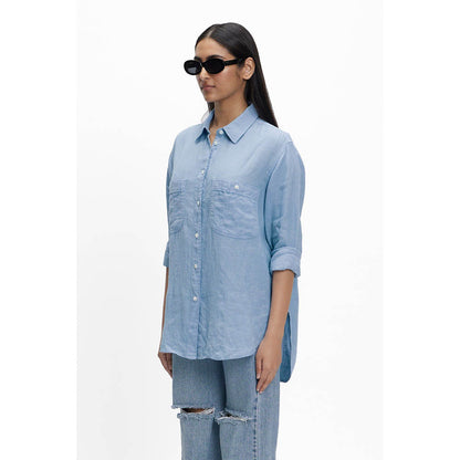 TERRA LUNA Panoi Blue Solid Shirt