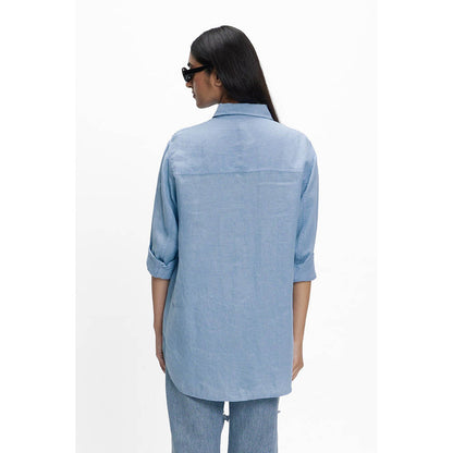 TERRA LUNA Panoi Blue Solid Shirt
