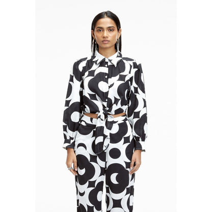 TERRA LUNA Nitsa White Printed Shirt