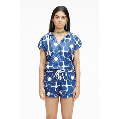 TERRA LUNA Riobo Blue Printed Hoodie