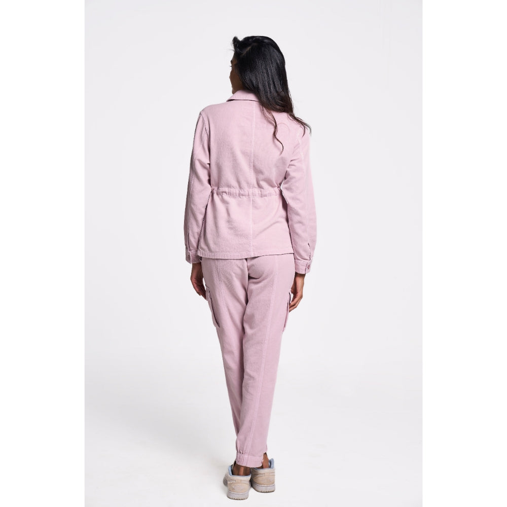 TERRA LUNA Women's Pink Solid Collar Neck Shacket