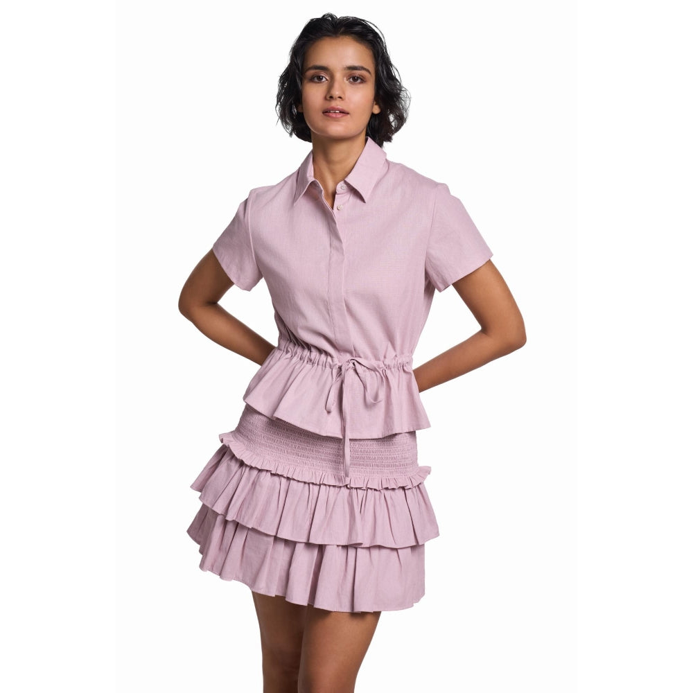 TERRA LUNA Danica Pink No Pocket Collar Neck Shirt