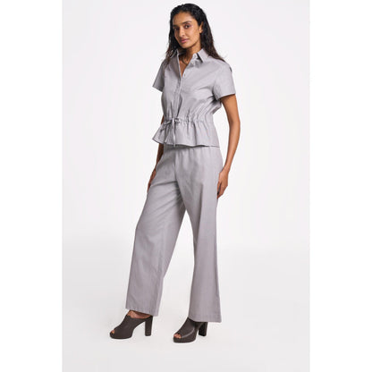 TERRA LUNA Danica Grey No Pocket Collar Neck Shirt