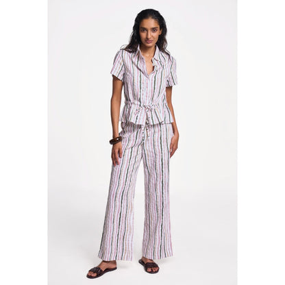 TERRA LUNA Danica Stripes Collar Neck Shirt