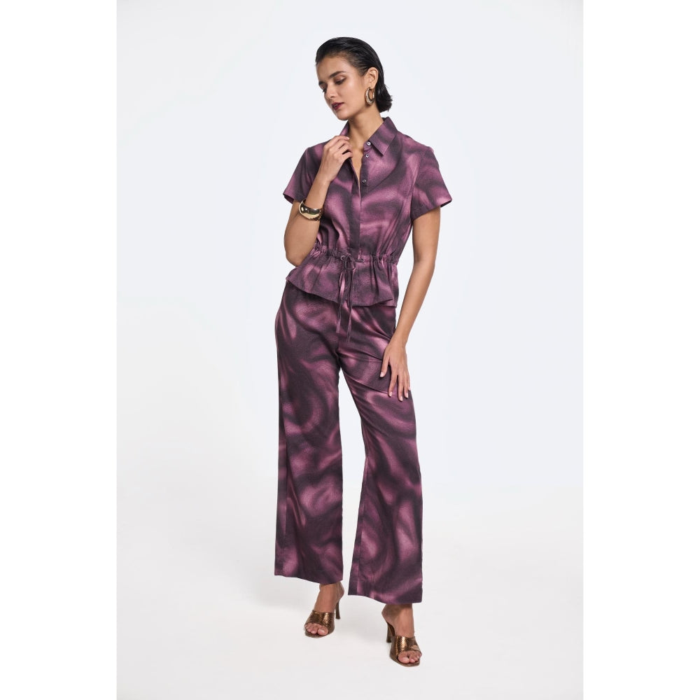 TERRA LUNA Danica Purple No Pocket Collar Neck Shirt