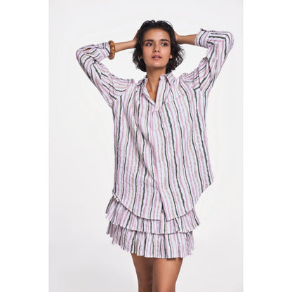 TERRA LUNA Leda Stripes Collar Neck Shirt