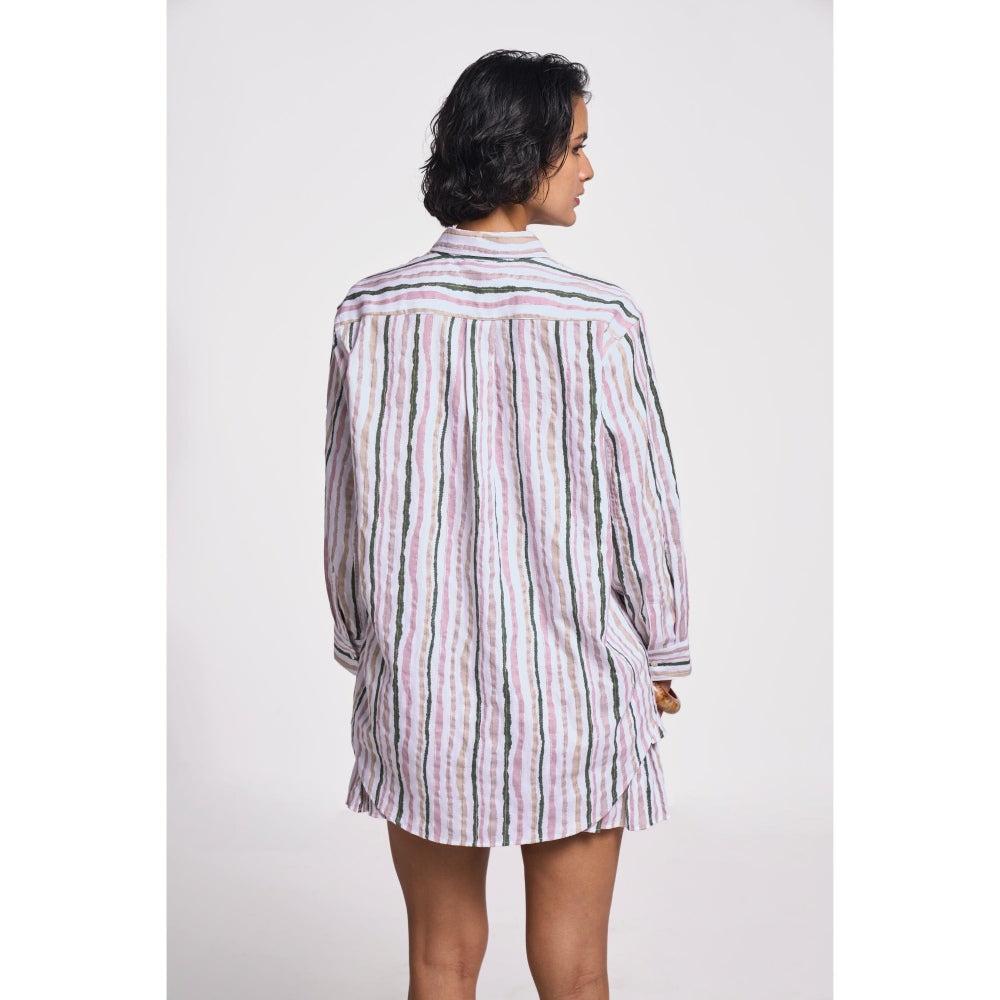 TERRA LUNA Leda Stripes Collar Neck Shirt