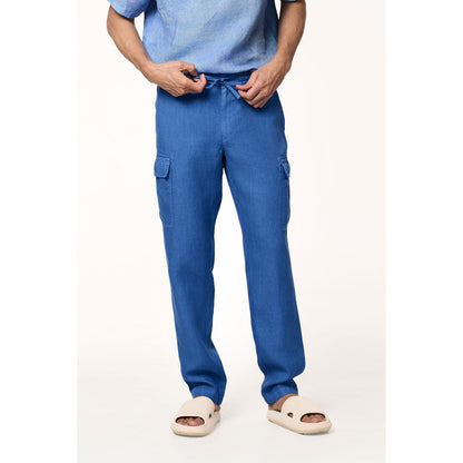 TERRA LUNA Blue Solid Straight Fit Trouser