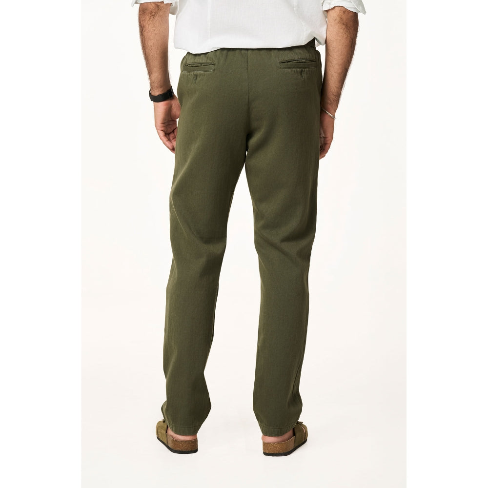 TERRA LUNA Green Solid Relaxed Fit Trouser