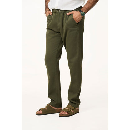 TERRA LUNA Green Solid Relaxed Fit Trouser
