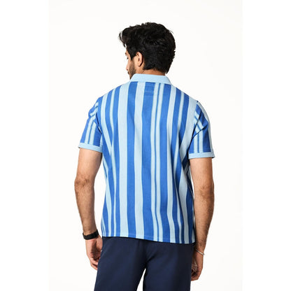 TERRA LUNA Palma Half Sleeves Blue Shirt