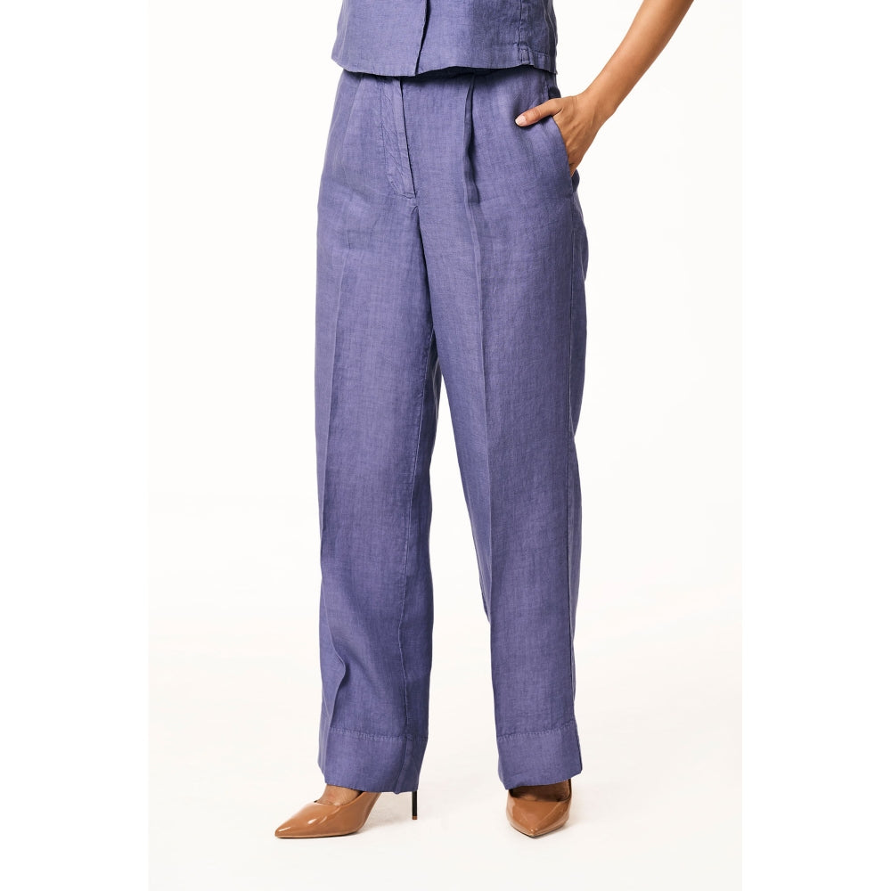 TERRA LUNA Purple Delphi Linen Trouser