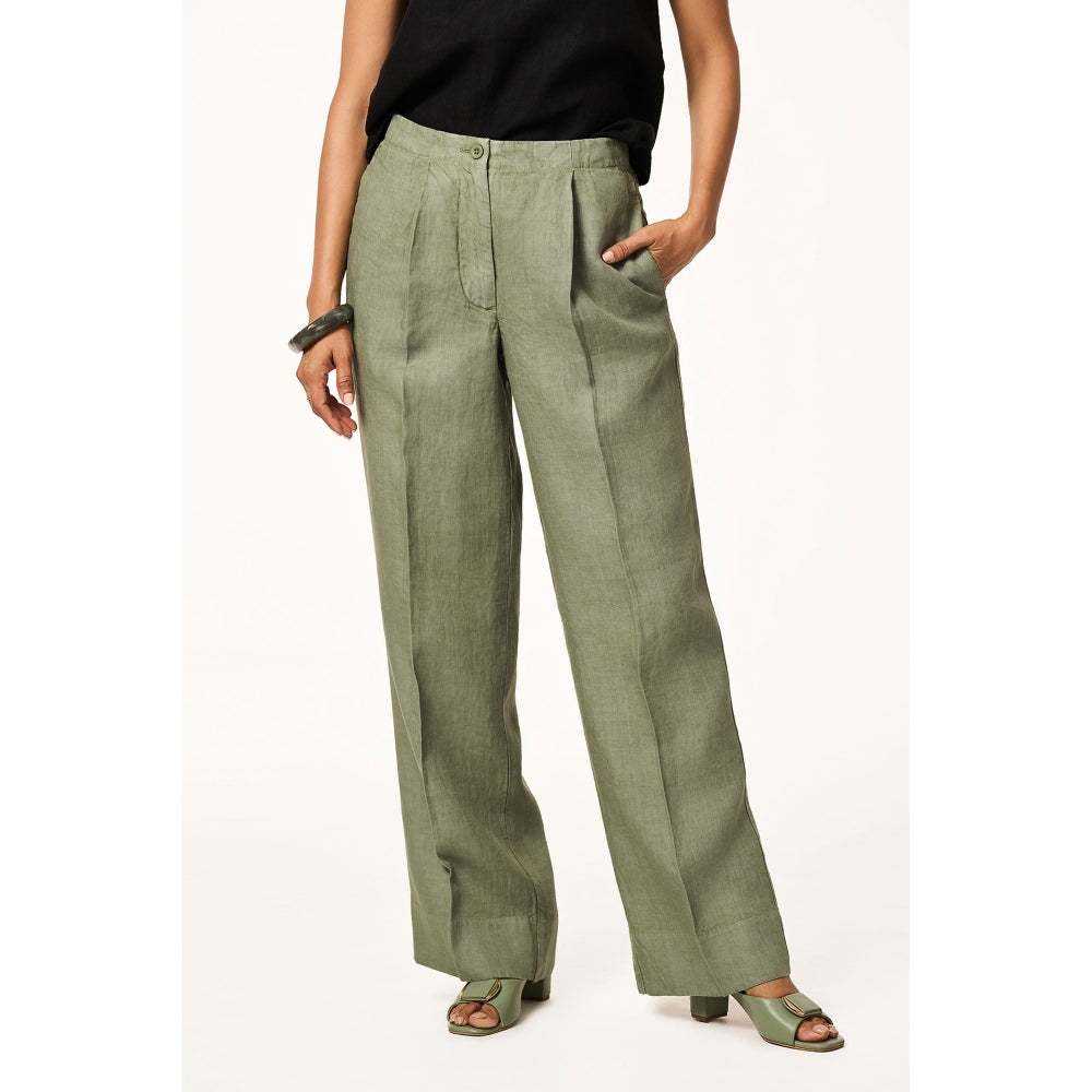 TERRA LUNA Green Delphi Linen Trouser
