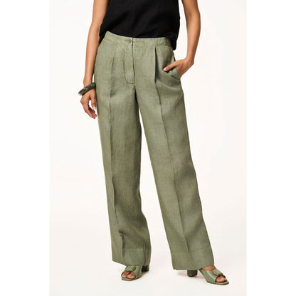 TERRA LUNA Green Delphi Linen Trouser