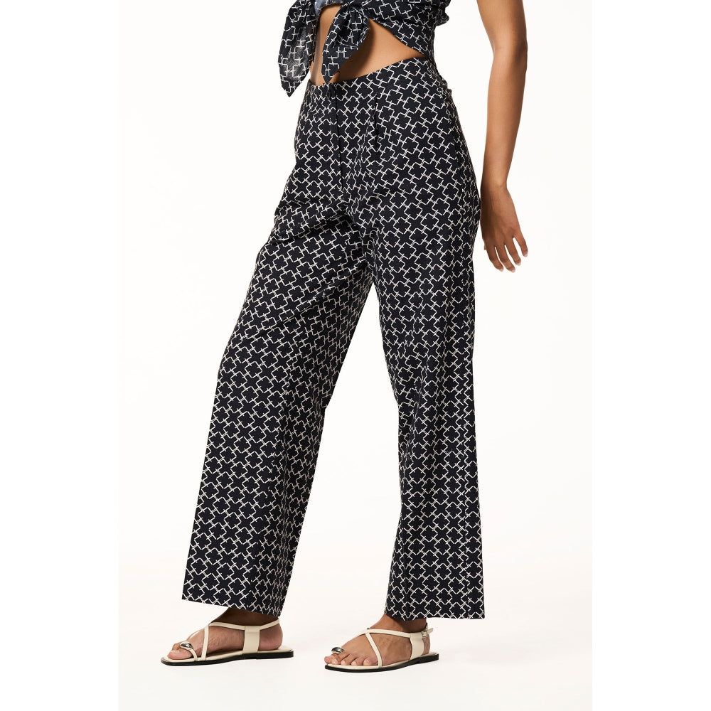 TERRA LUNA Black Delphi Monogram Trouser