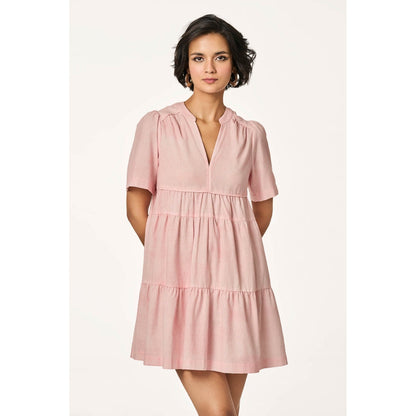 TERRA LUNA Women Pink Bree Marine Art Sunrise Pink Dress