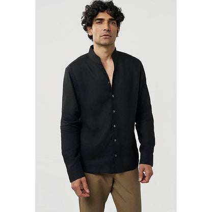 TERRA LUNA Black Hunt Linen Casual Shirt