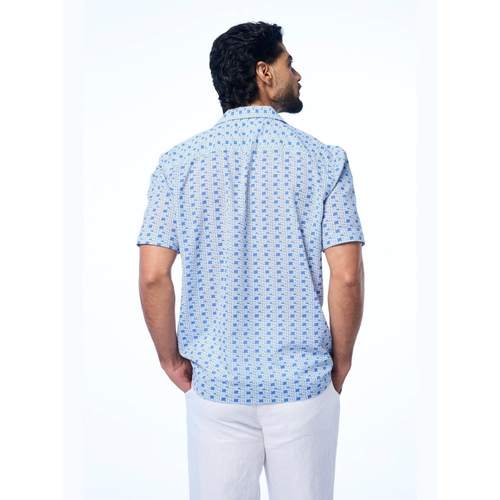 TERRA LUNA Blue Chriss Ss Khadi Shirt