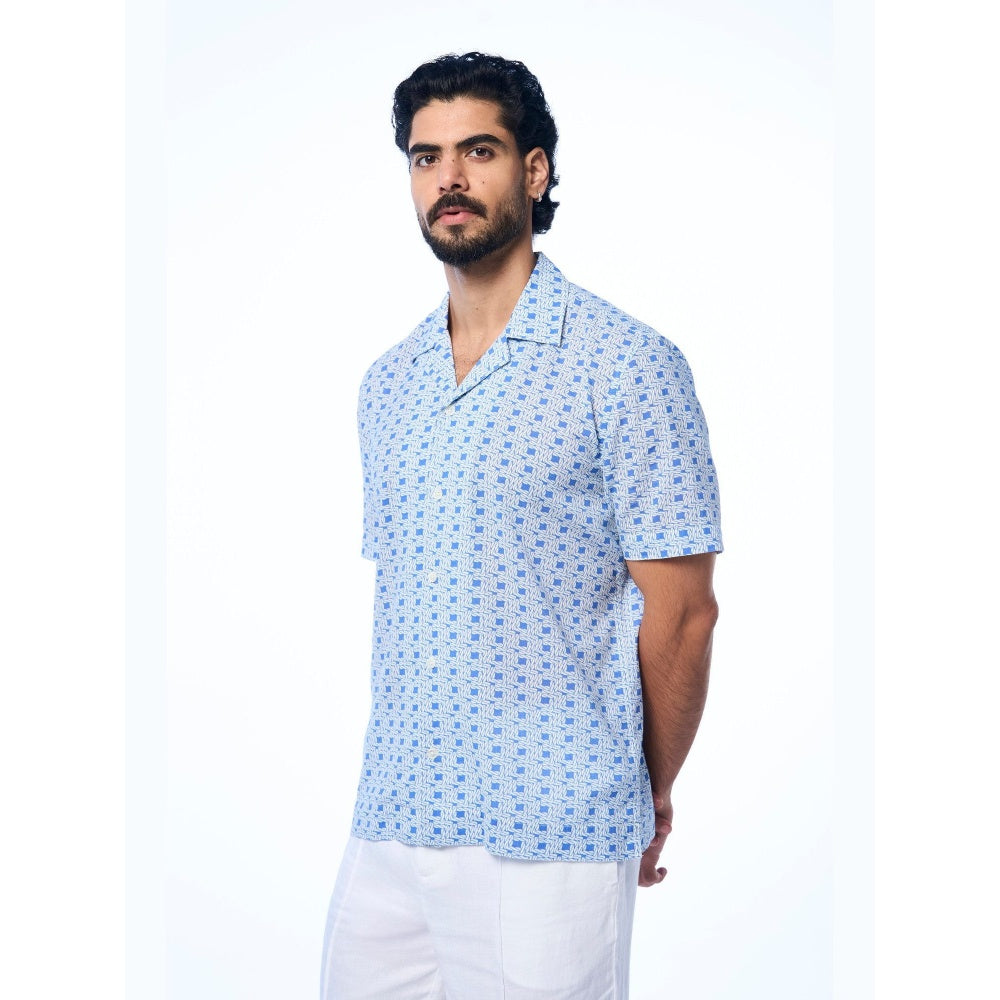 TERRA LUNA Blue Chriss Ss Khadi Shirt