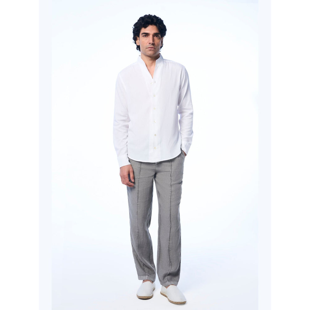 TERRA LUNA White Mason Ls Khadi Casual Shirt