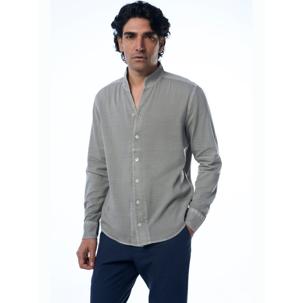 TERRA LUNA Grey Mason Ls Khadi Casual Shirt