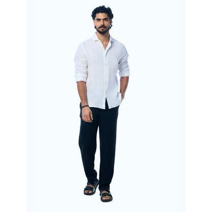 TERRA LUNA White Fabio Ls Linen Casual Shirt