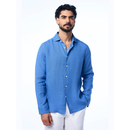 TERRA LUNA Blue Fabio Ls Linen Casual Shirt