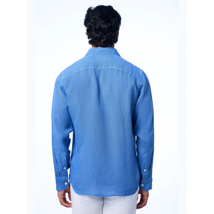 TERRA LUNA Blue Fabio Ls Linen Casual Shirt