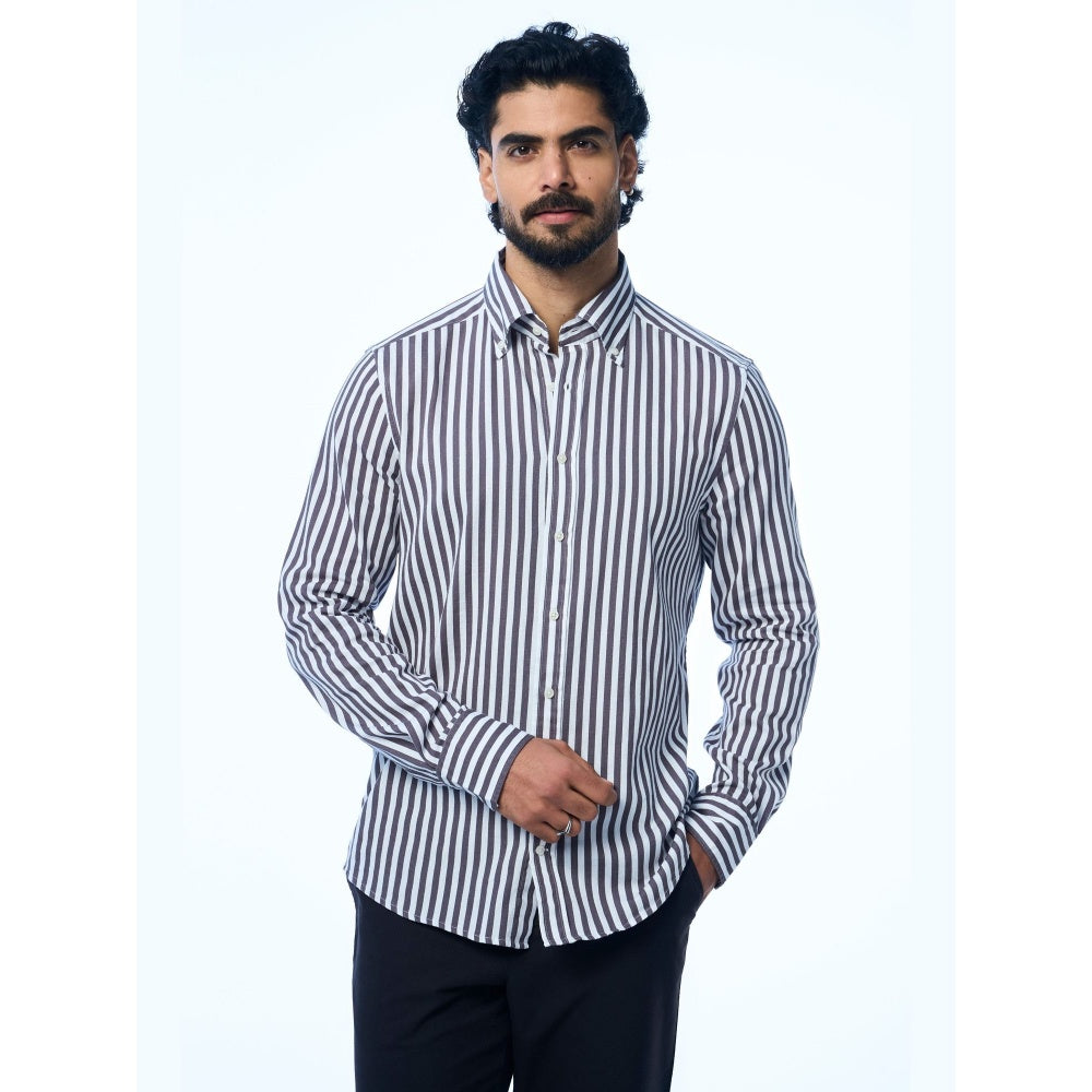 TERRA LUNA Black Danny Ls Khadi Casual Shirt