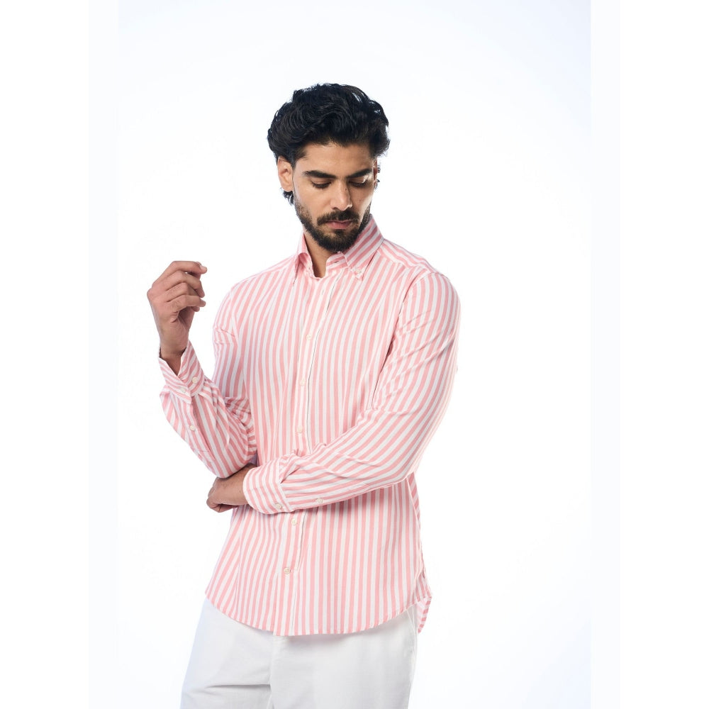 TERRA LUNA Pink Danny Ls Khadi Casual Shirt