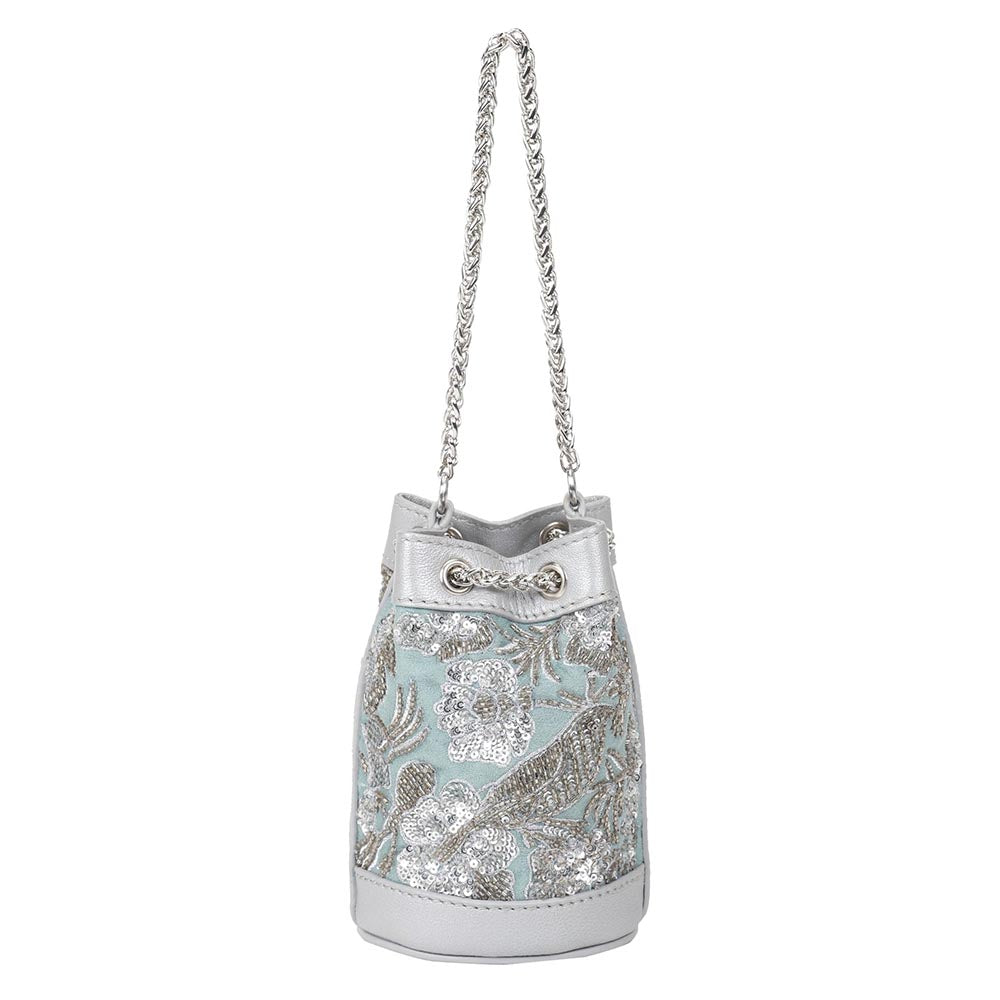 The Leather Garden Sage Leather Mini Bucket Bag
