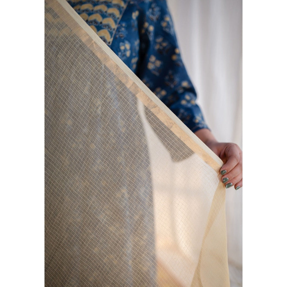 The Indian Ethnic Co. Yellow Kota Doria Cotton Dupatta
