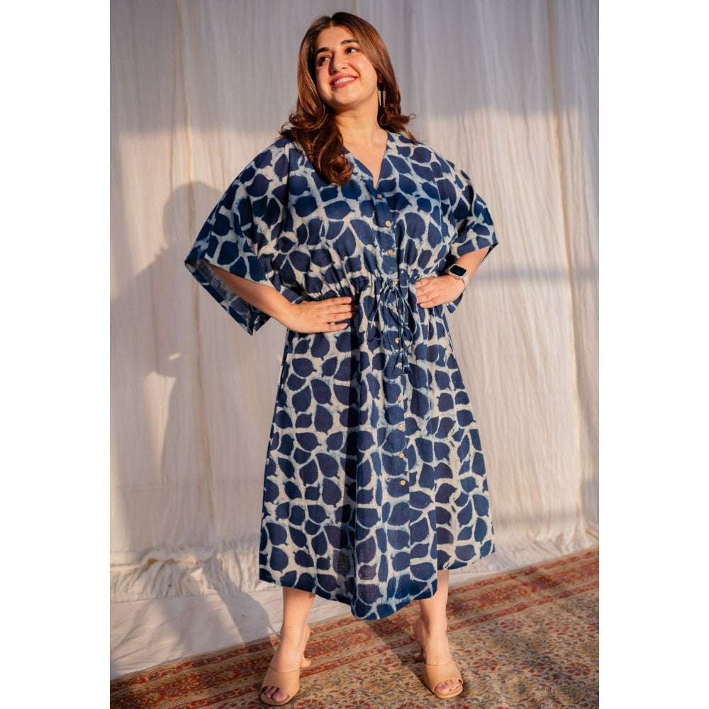 The Indian Ethnic Co. Dabu Slub Cotton Kaftan Dress