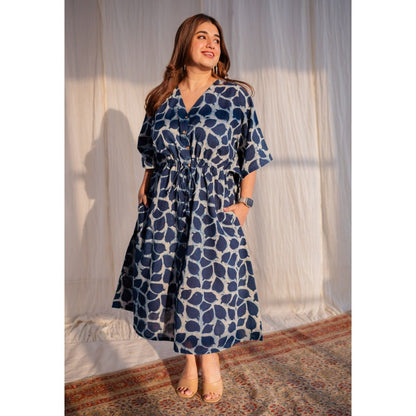 The Indian Ethnic Co. Dabu Slub Cotton Kaftan Dress