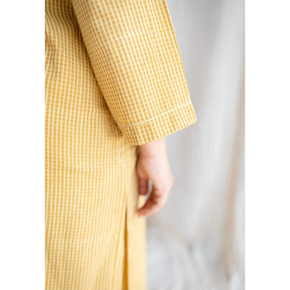 The Indian Ethnic Co. Yellow Ajrakh Hand Block Printed Cotton Co-Ord (Set of 2)
