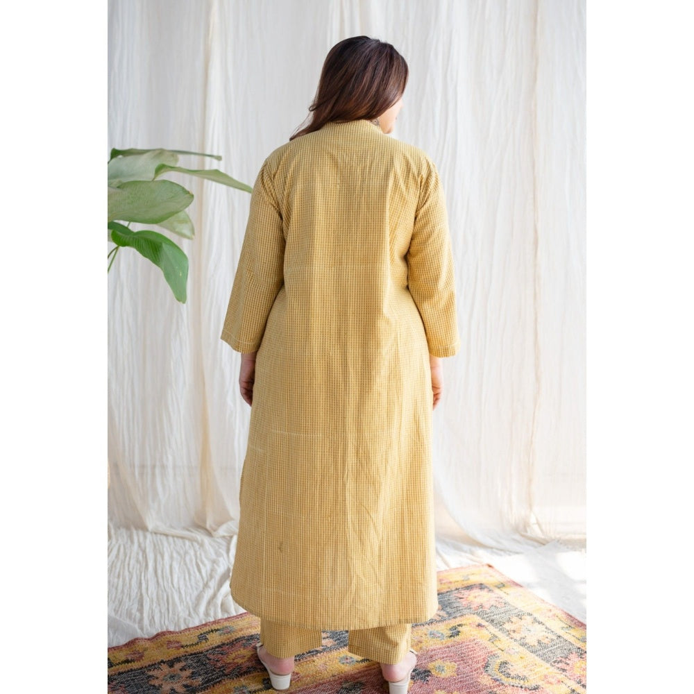 The Indian Ethnic Co. Yellow Ajrakh Hand Block Printed Cotton Co-Ord (Set of 2)