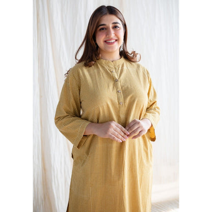 The Indian Ethnic Co. Yellow Ajrakh Hand Block Printed Cotton Co-Ord (Set of 2)