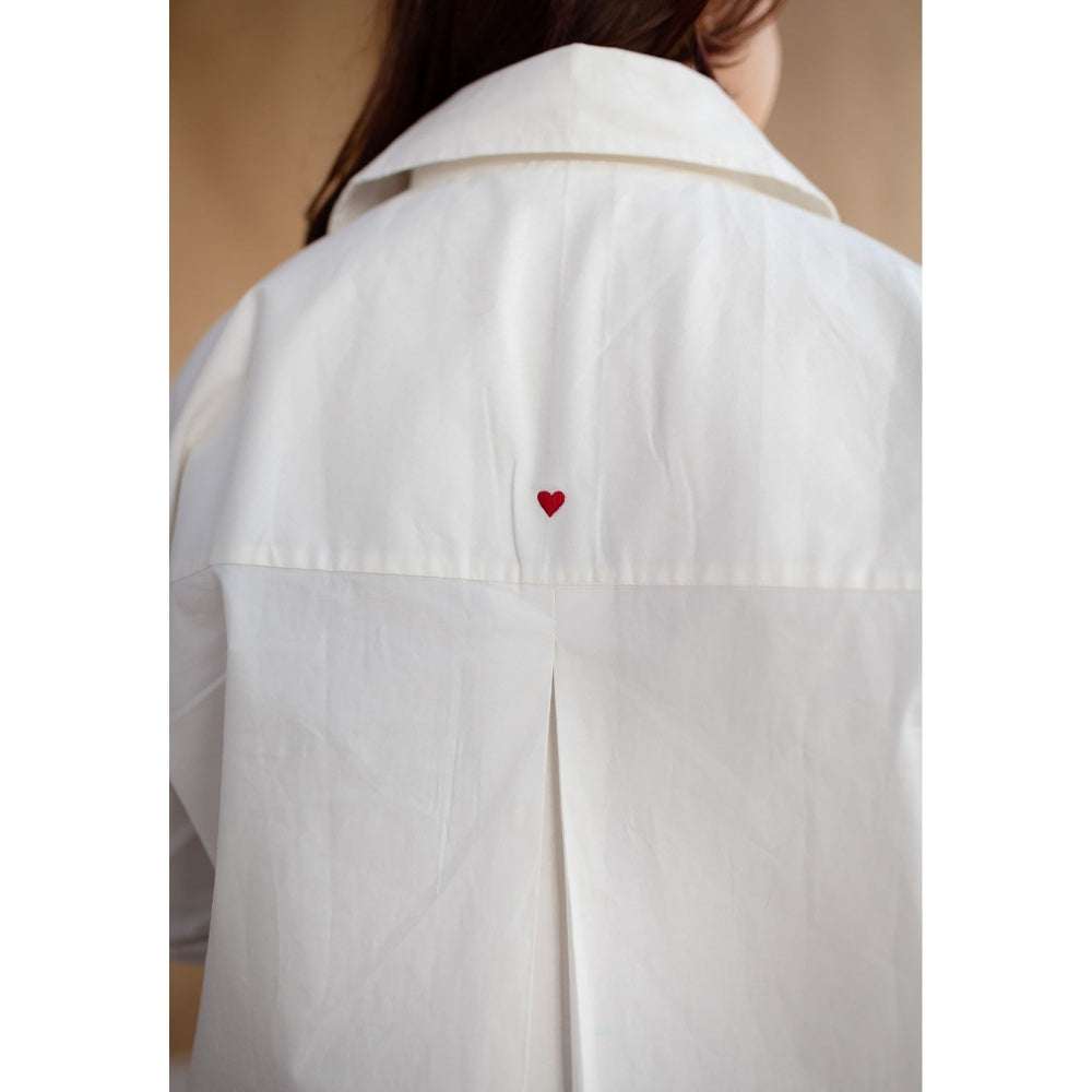 The Indian Ethnic Co. White Poplin Cotton Solid Shirt