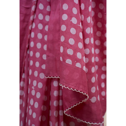 The Indian Ethnic Co. Areeza Pink Batik Hand Block Print Mul Cotton Saree Without Blouse