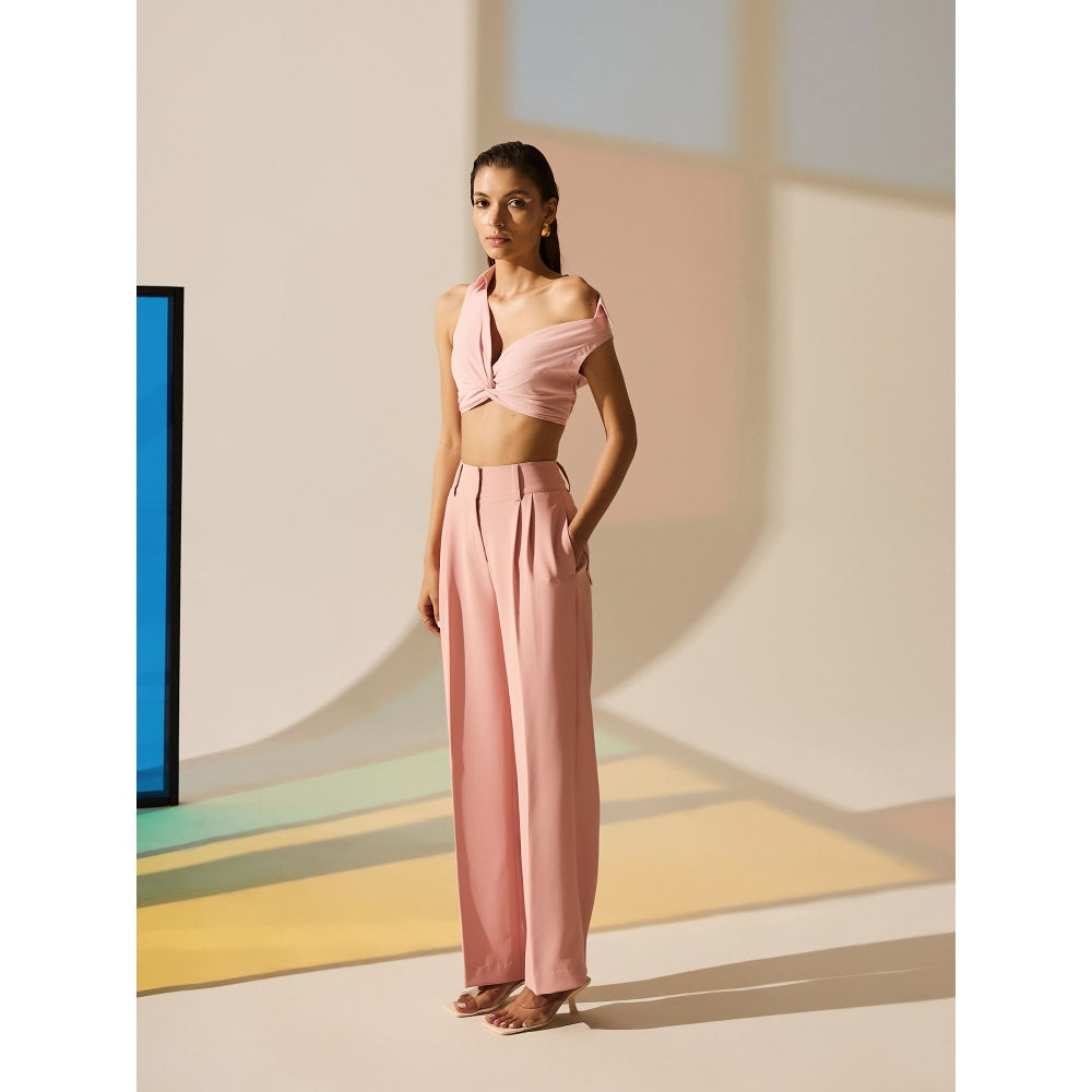 The Dapper Lady Rosewater Knot Crop Top - Pink