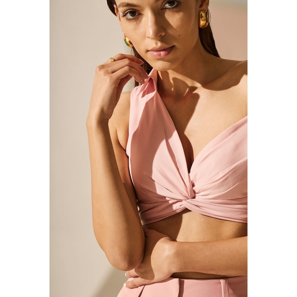 The Dapper Lady Rosewater Knot Crop Top - Pink