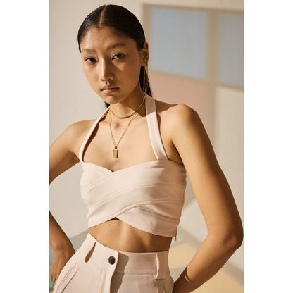 The Dapper Lady Pearl Halter Bustier - Off White